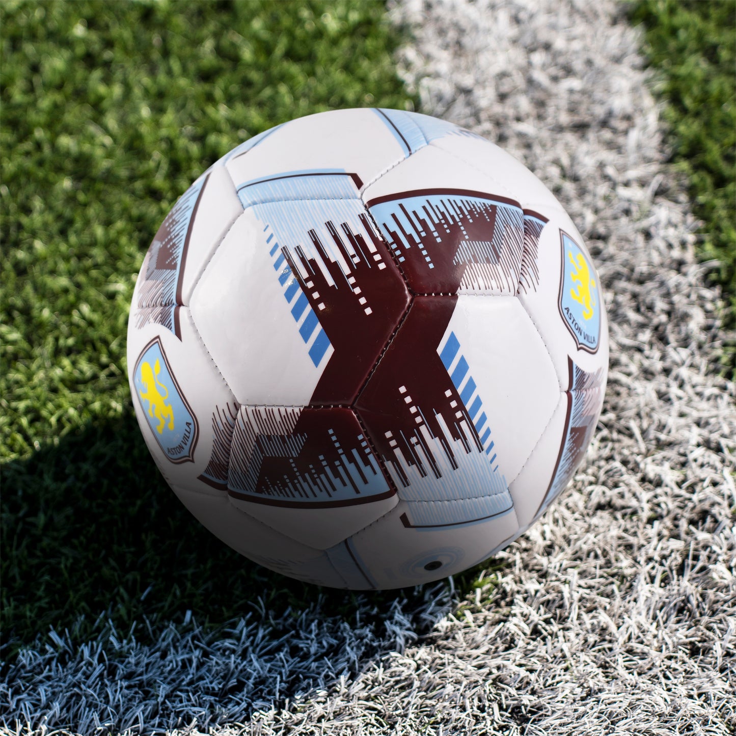 Hy-Pro Official Aston Villa - Size 5, Blitz Design on a grass pitch