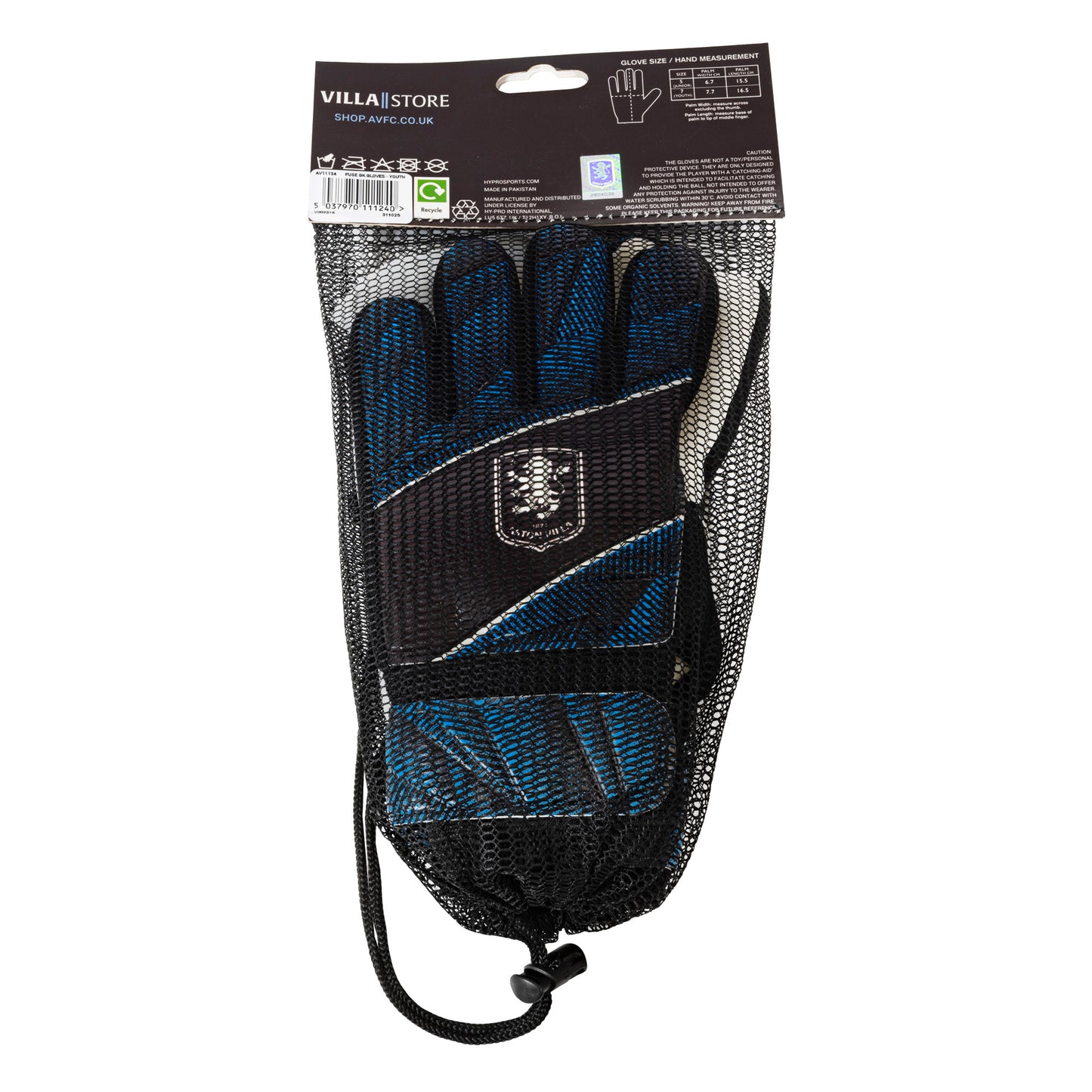 Hy-Pro Officially Licensed Aston Villa FC Goalkeeper Gloves - Youth, Fuse Design, Goalie, with Strong Palm Girp for High Performance, Boys and Girls