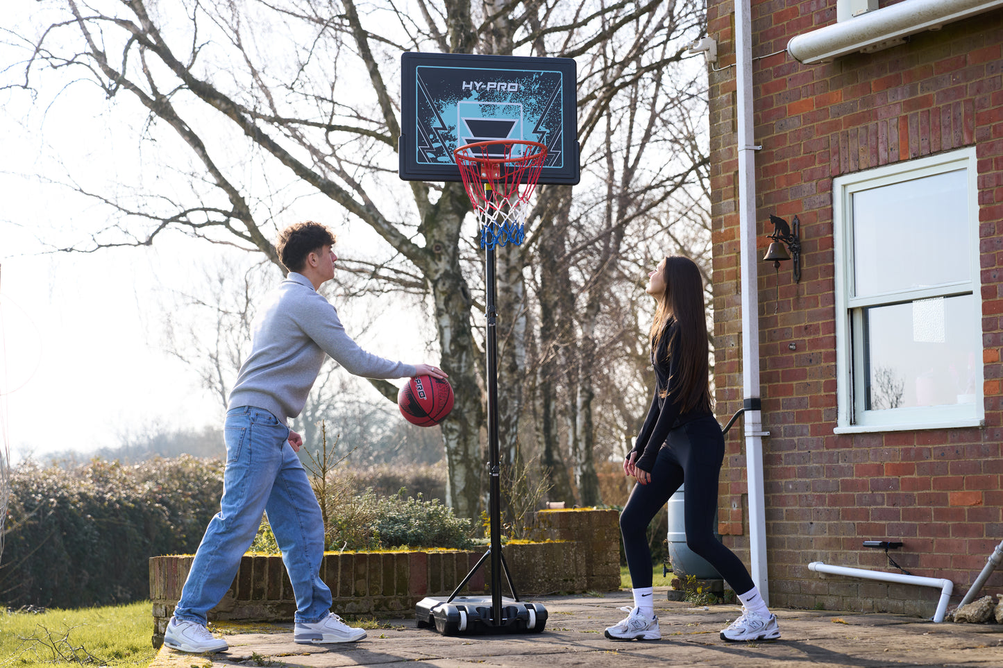 Hy-Pro Adjustable Basketball Stand With Handle - 2.3m - 3.05m, With Wheels, Portable, Backboard, Basketball Hoop, For Adults & Kids