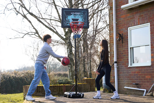 Hy-Pro Adjustable Basketball Stand With Handle - 2.3m - 3.05m, With Wheels, Portable, Backboard, Basketball Hoop, For Adults & Kids