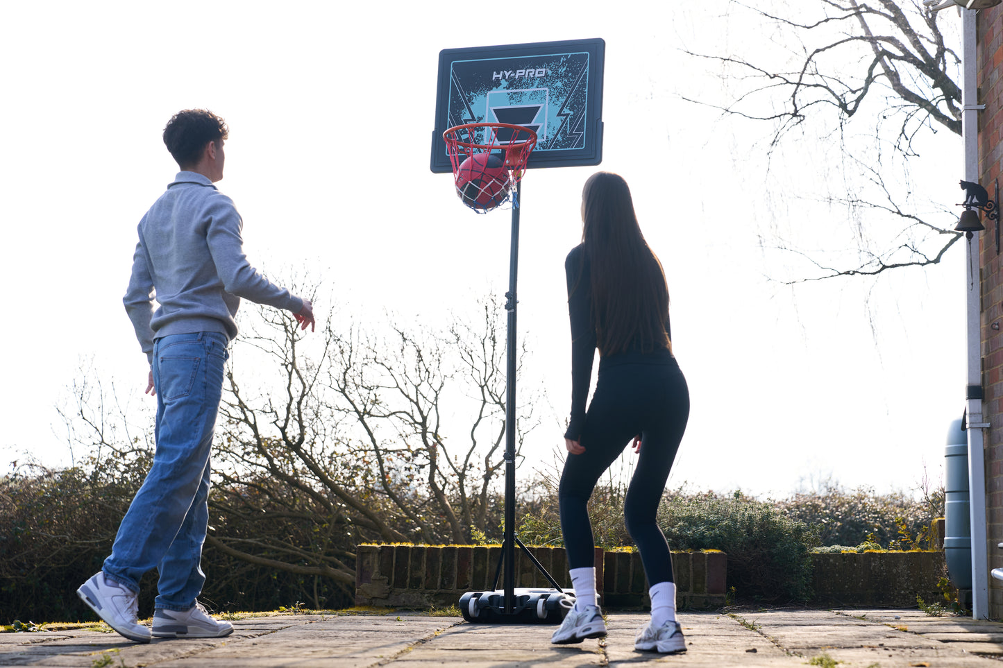 Hy-Pro Adjustable Basketball Stand With Handle - 2.3m - 3.05m, With Wheels, Portable, Backboard, Basketball Hoop, For Adults & Kids