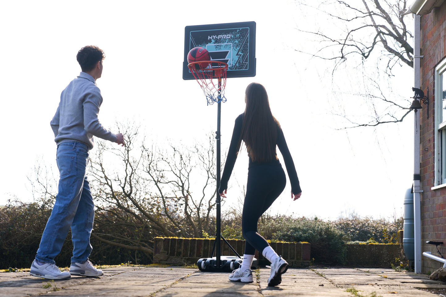 Hy-Pro Adjustable Basketball Stand With Handle - 2.3m - 3.05m, With Wheels, Portable, Backboard, Basketball Hoop, For Adults & Kids