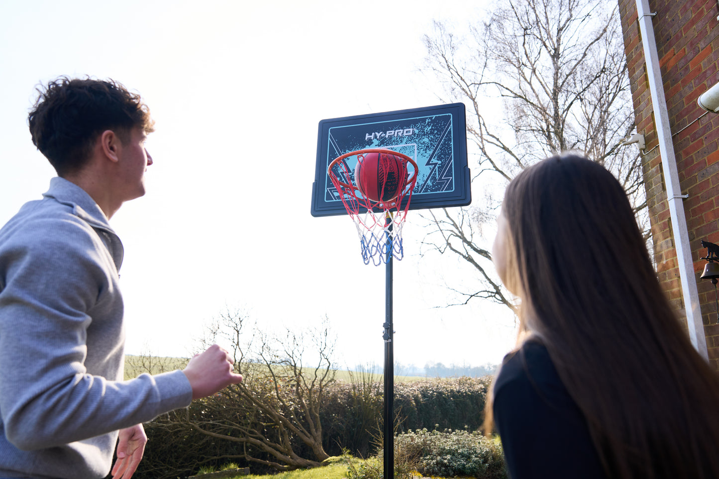 Hy-Pro Adjustable Basketball Stand With Handle - 2.3m - 3.05m, With Wheels, Portable, Backboard, Basketball Hoop, For Adults & Kids