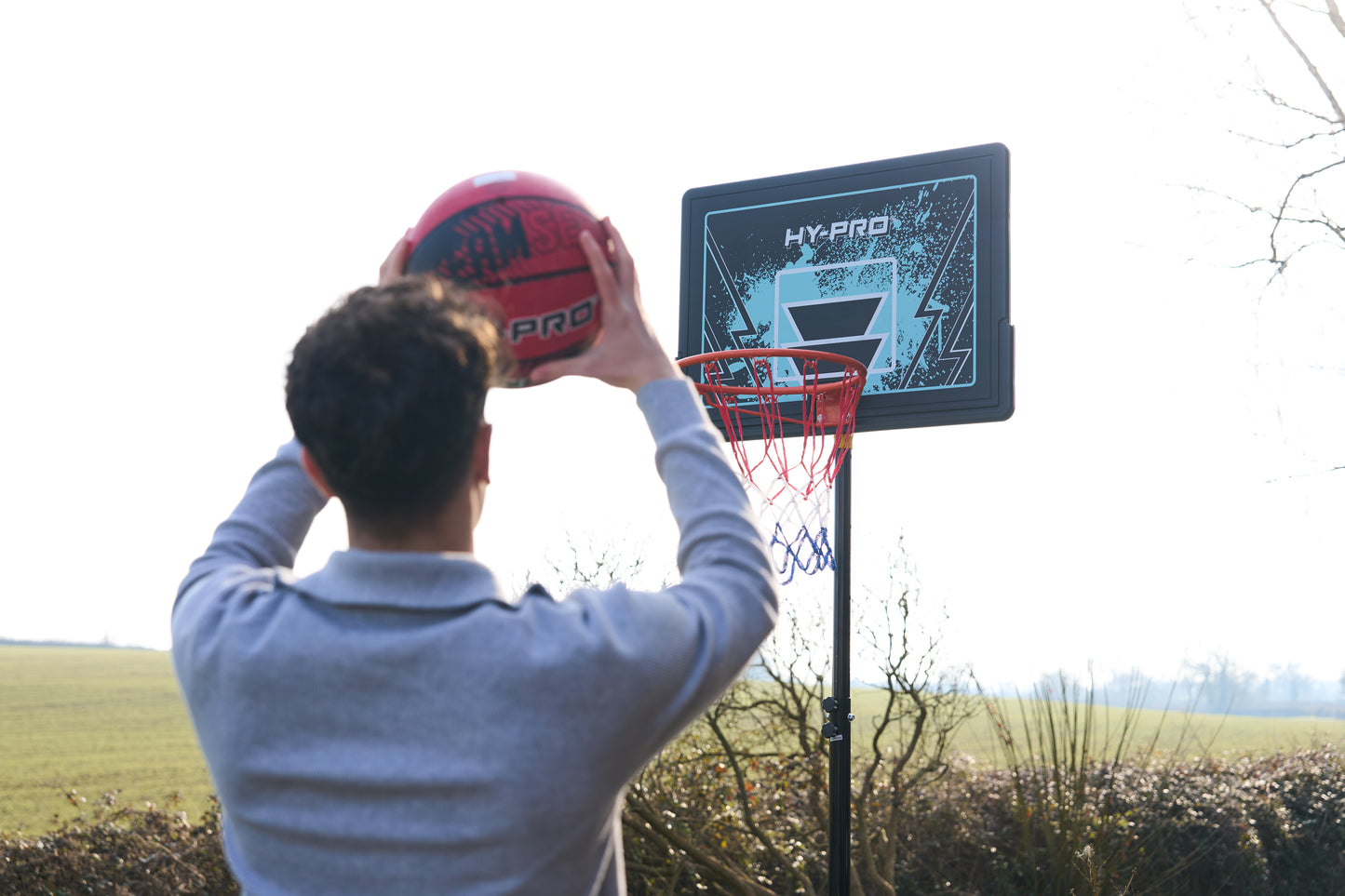 Hy-Pro Adjustable Basketball Stand - 1.35m - 3.05m, With Wheels, Portable, Backboard, Basketball Hoop, For Adults & Kids