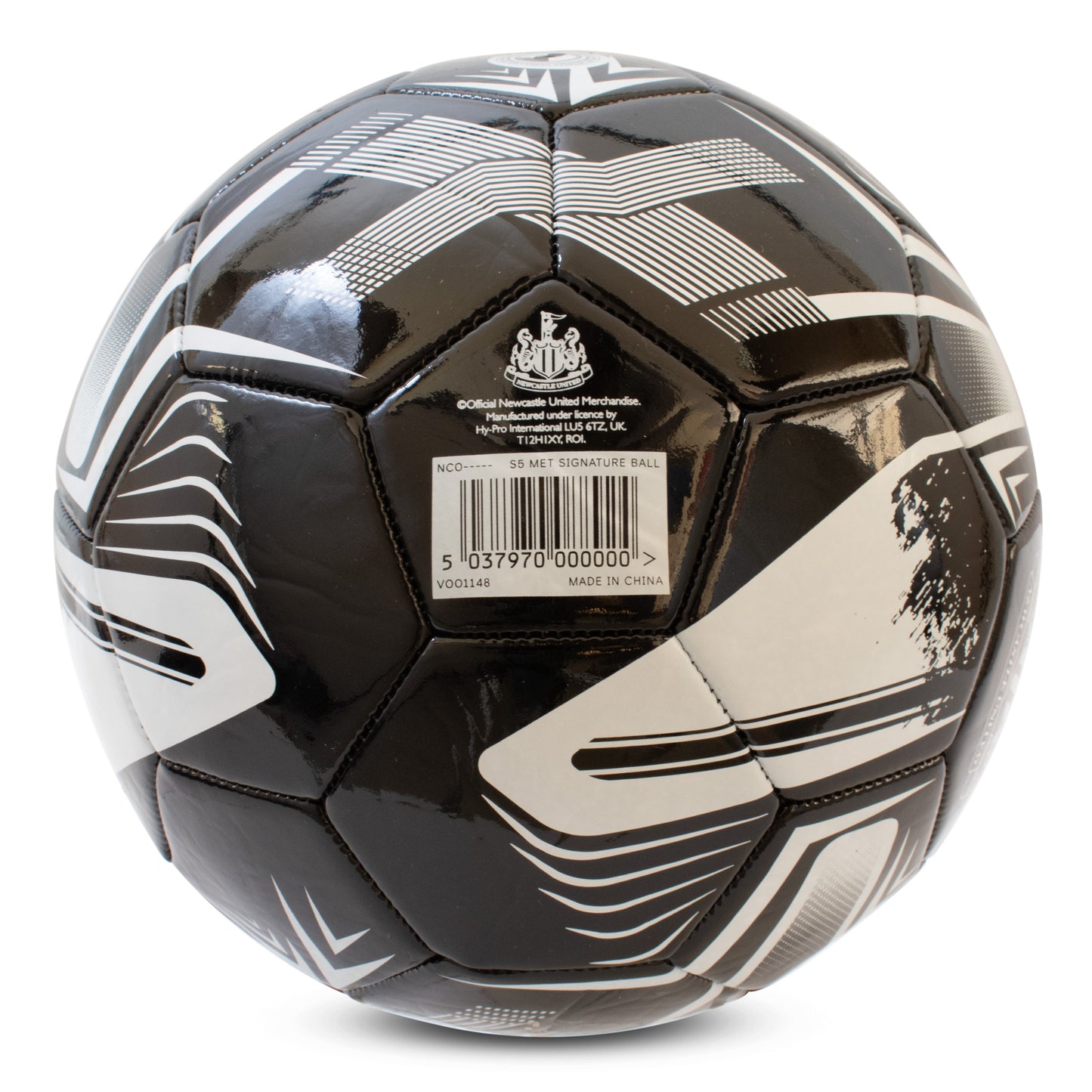 Bottom of Officially Licensed Newcastle United F.C. Turbine Football in black and white on a white background.