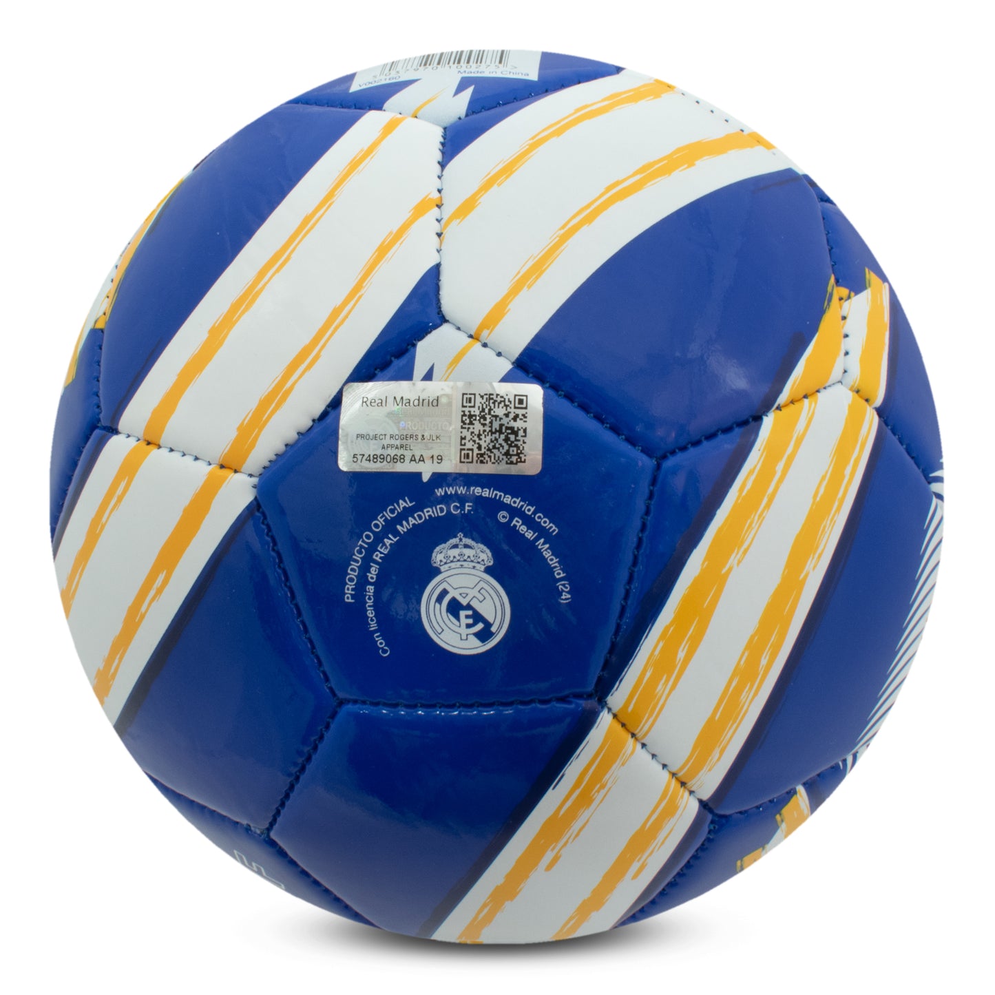 officially licensed Real Madrid Football by Hy-Pro in blue and yellow on a white background.