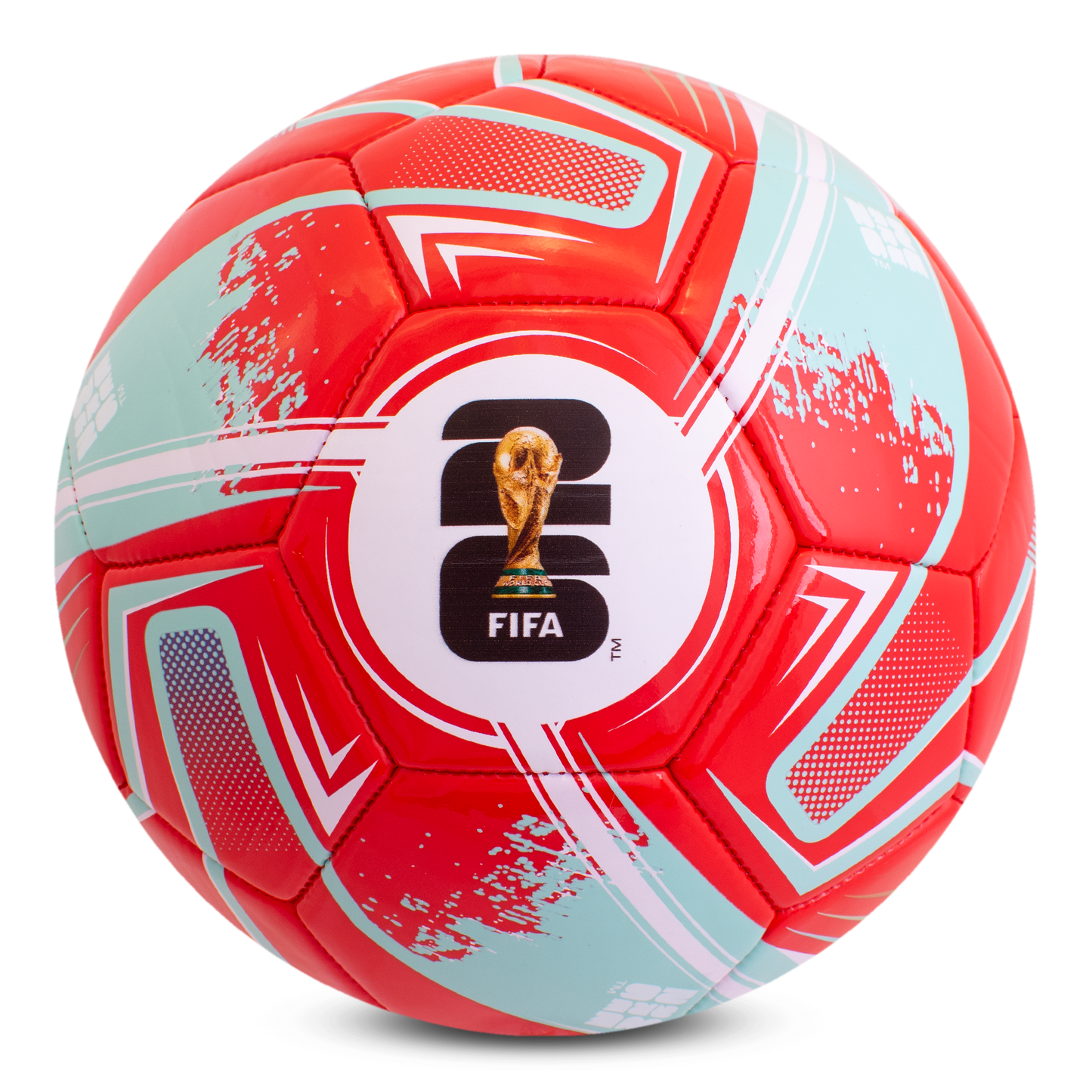 FIFA WORLD CUP 2026 SIZE 5 TURBINE FOOTBALL - WHITE/RED BY HY-PRO SPORTS ON A TRANSPARENT BACKGROUND