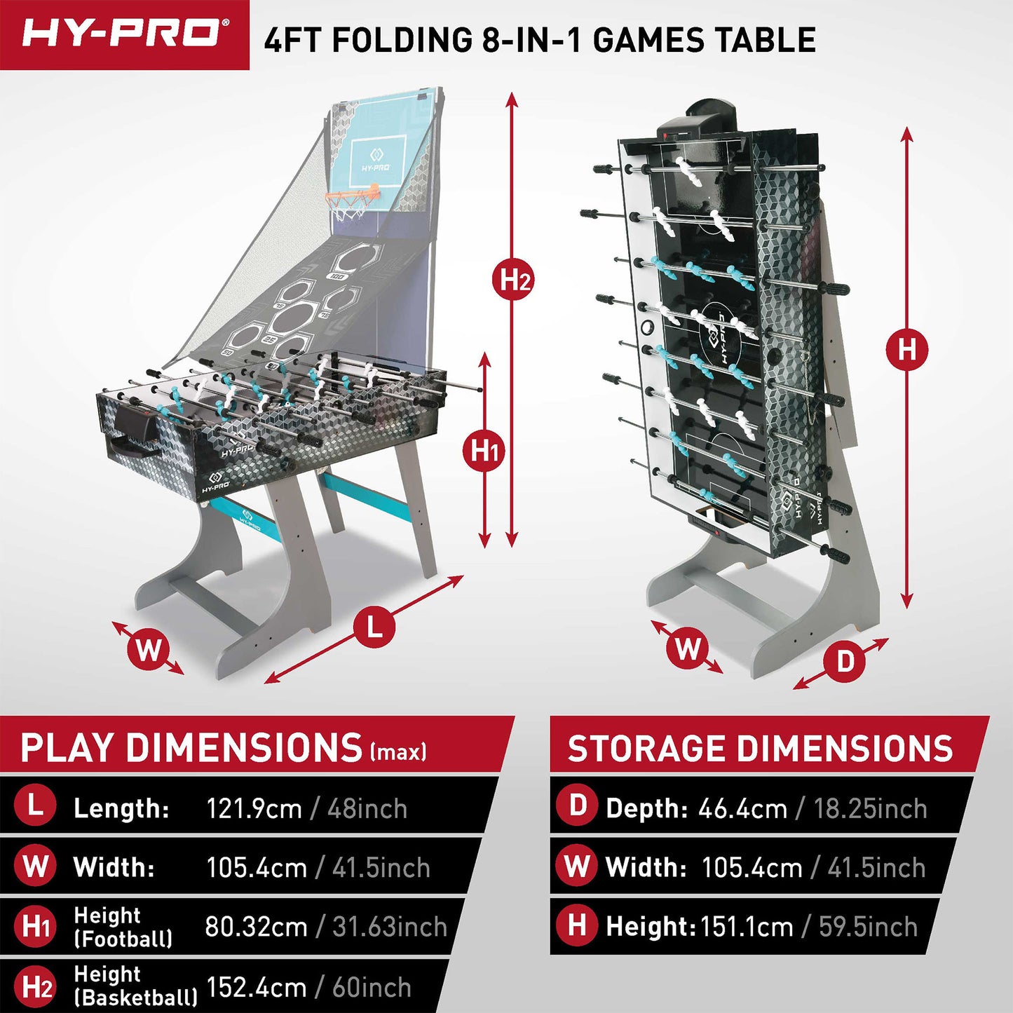 Hy-Pro 8 in 1 Folding Multi Games Table