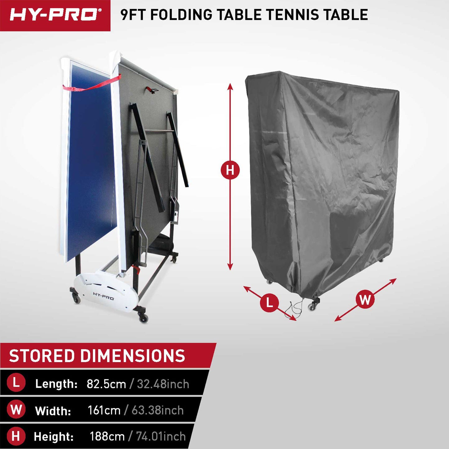 Hy-Pro 9ft Indoor Folding Table Tennis Table