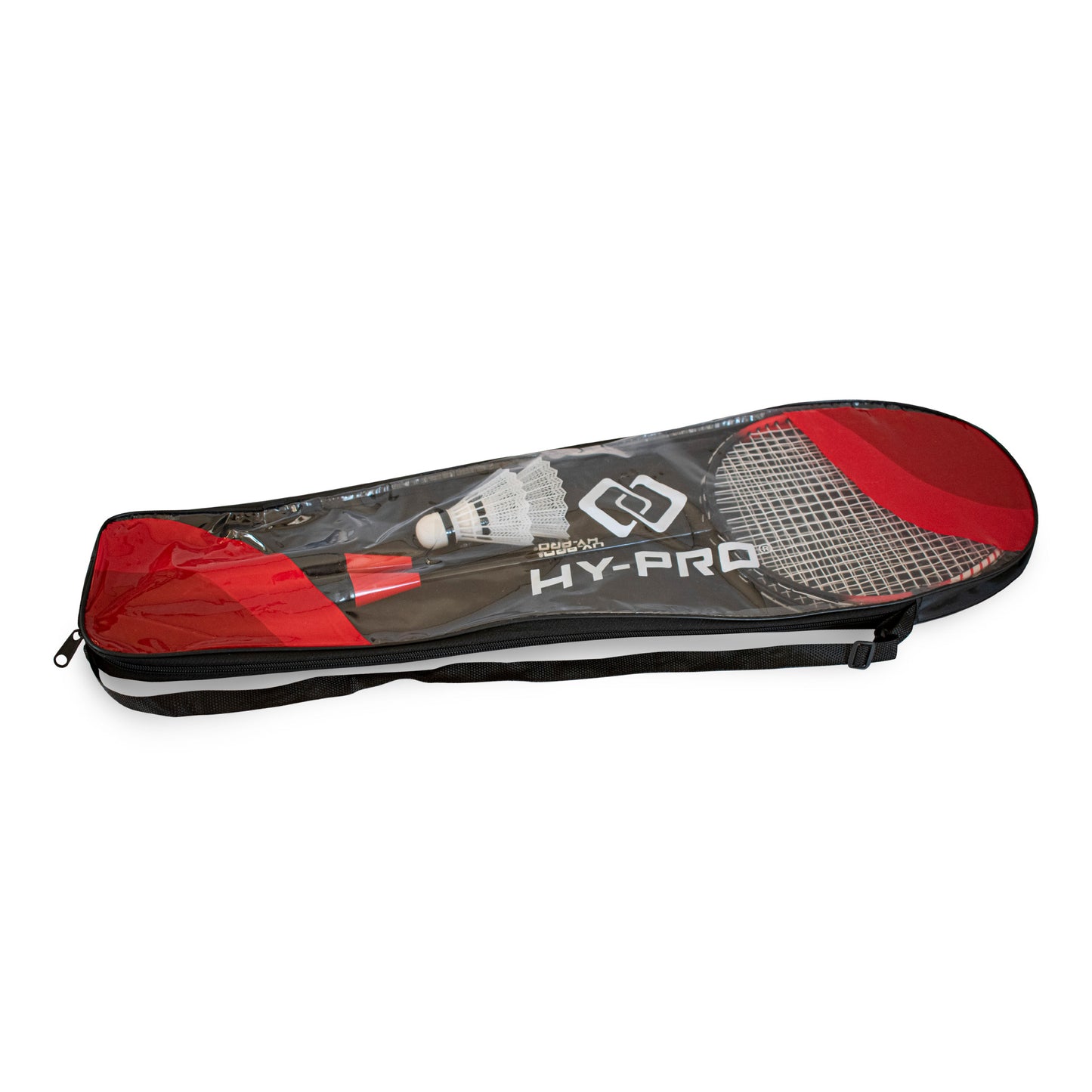 Hy-Pro 2 Person Badminton Set packaged away in a carry case on a white background.