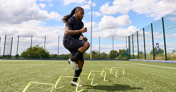 Footballer training using agility hurles by hy-pro
