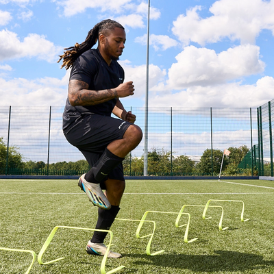 Footballer training using agility hurles by hy-pro