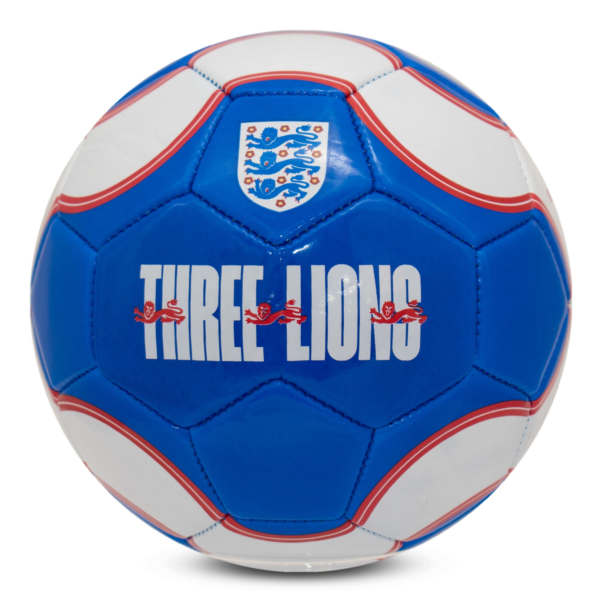 Official England FA Merchandise, three lions football in blue and white by hy-pro sports on a white background