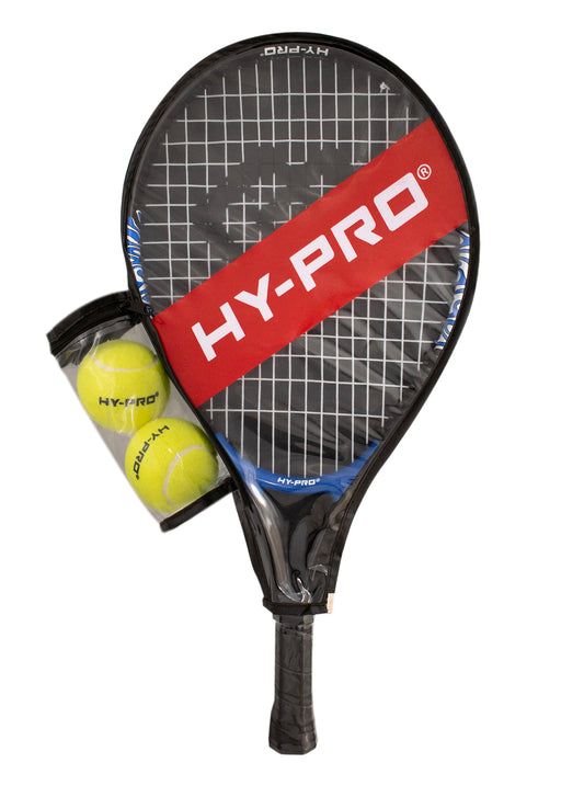 Hy-Pro 19" Tennis Racket & Balls on a white background in convenient carry bag
