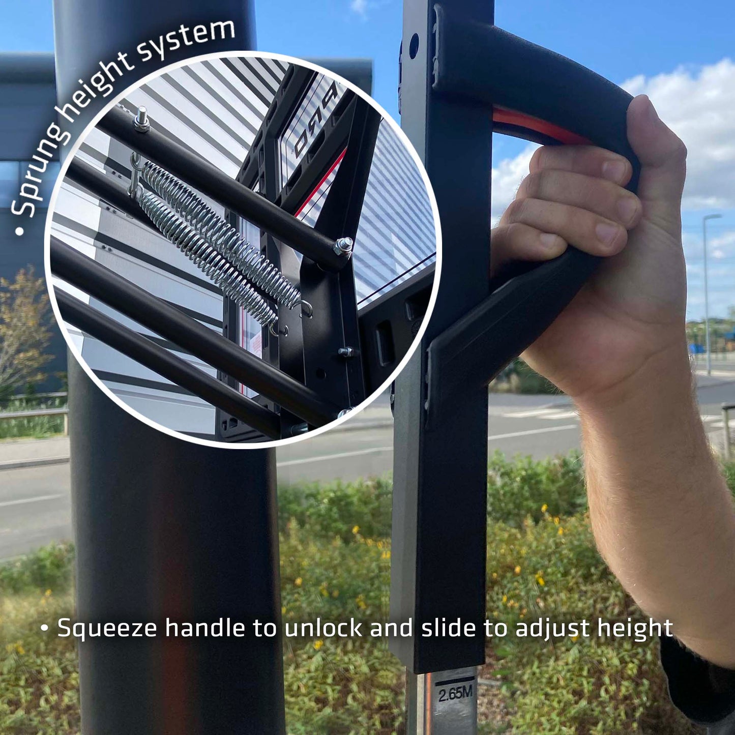 Hy-Pro Adjustable Basketball Stand With Handle - 2.3m - 3.05m, With Wheels, Portable, Backboard, Basketball Hoop, For Adults & Kids