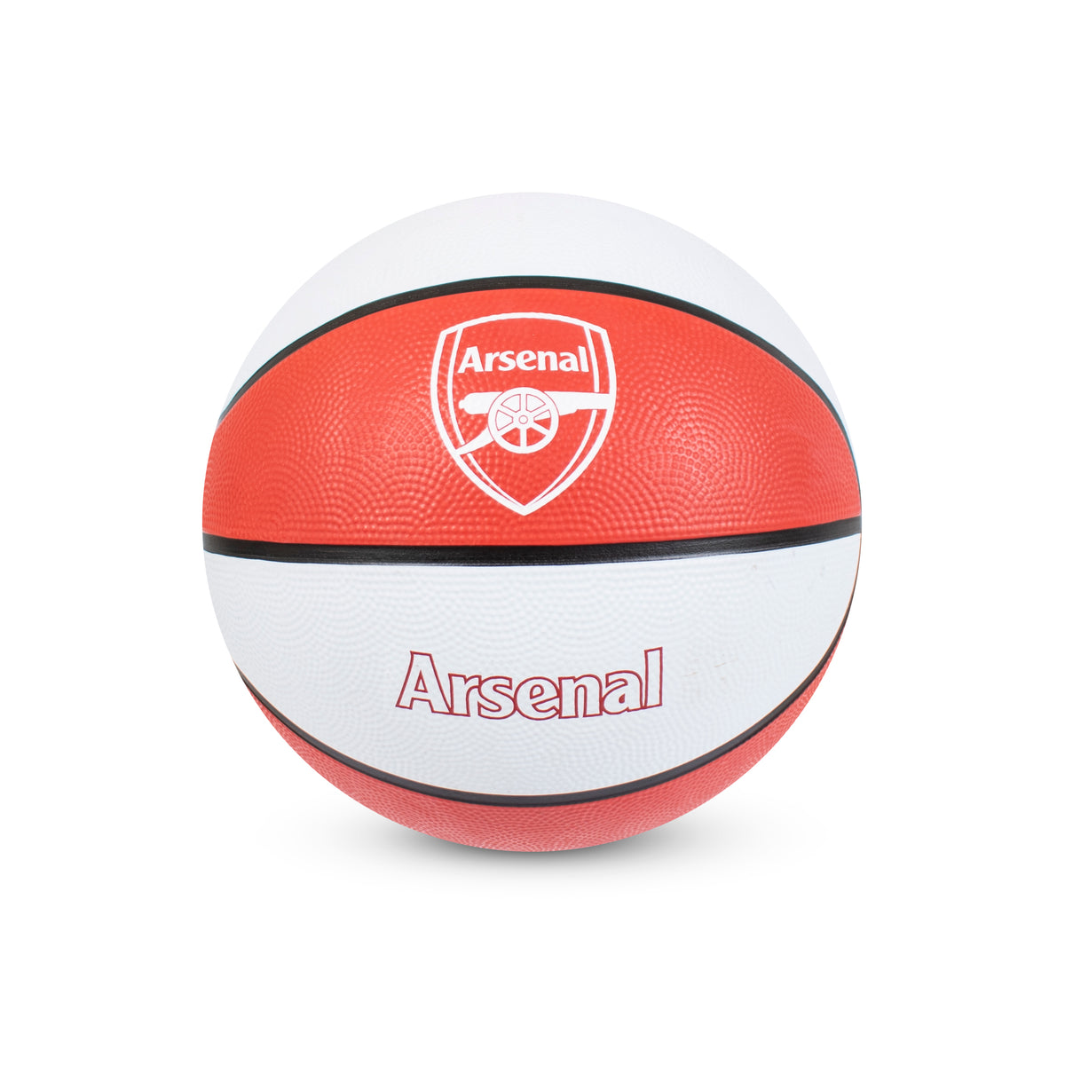 Arsenal Size 7 Basketball in red and white on a white background