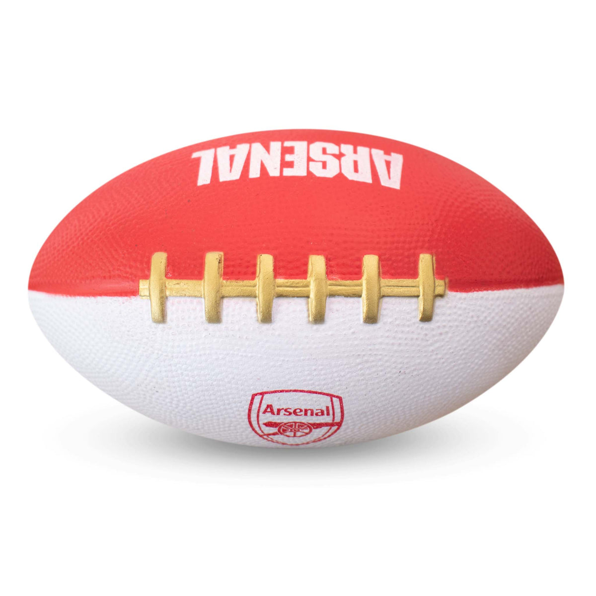 Arsenal F.C. Mini Foam American Football in red and white on a white background