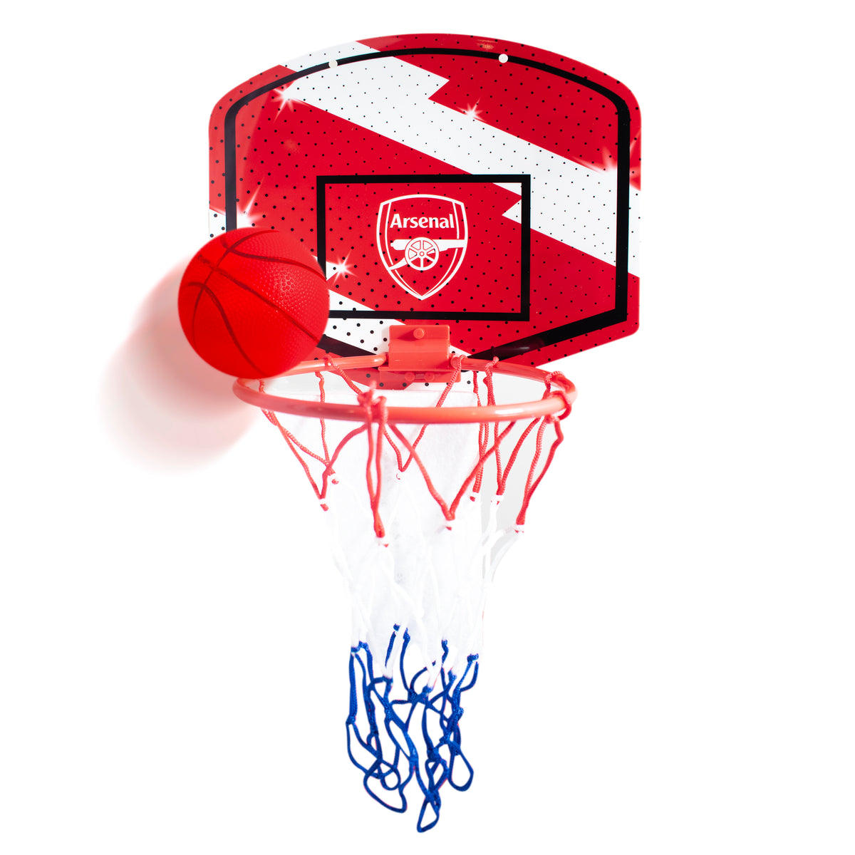 Arsenal Mini Basketball set showing basketball hoop and ball on a white background
