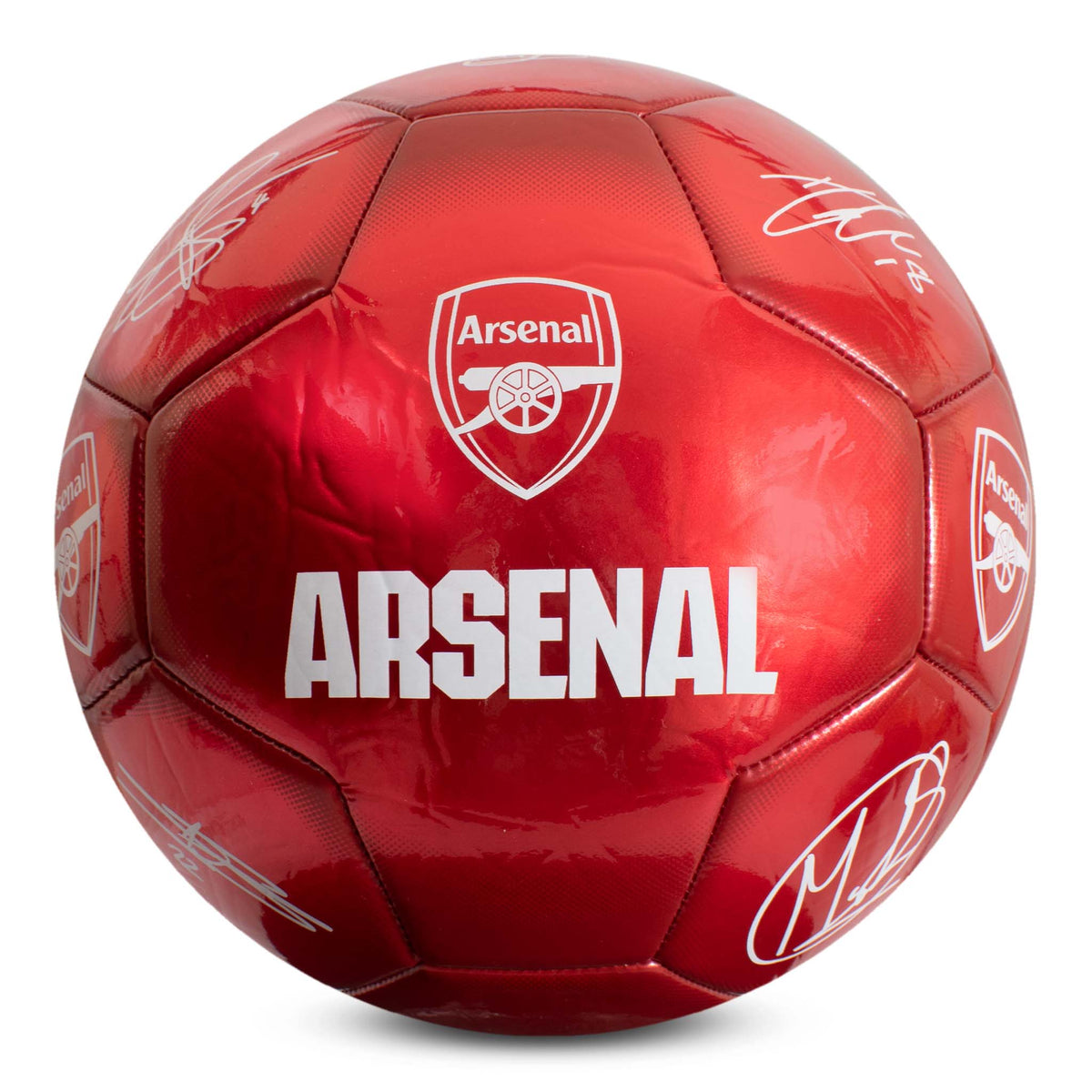 Arsenal Classic Signature Football in metallic red with ARSENAL copy and club crest on a white background