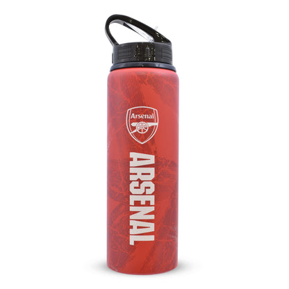 Arsenal F.C. Aluminium Bottle in red and black on a white background