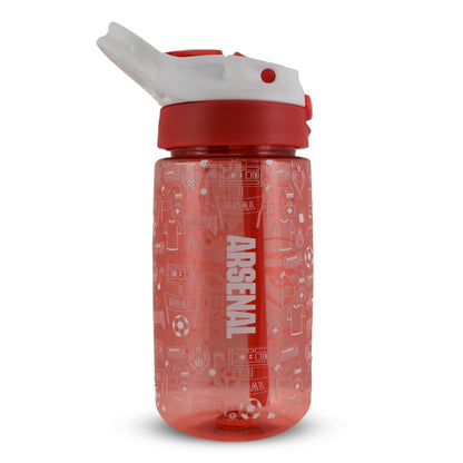 Side of Arsenal F.C. Kids Water Bottle – 480ml red bottle with small white icons on a white background