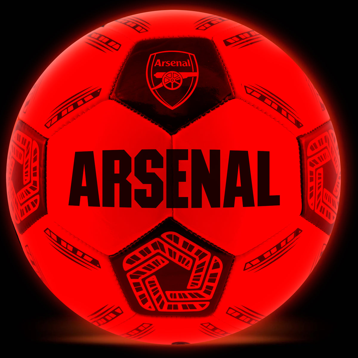 Arsenal Light Up LED Football Size 5 with Impact-Activated Lights on a black background