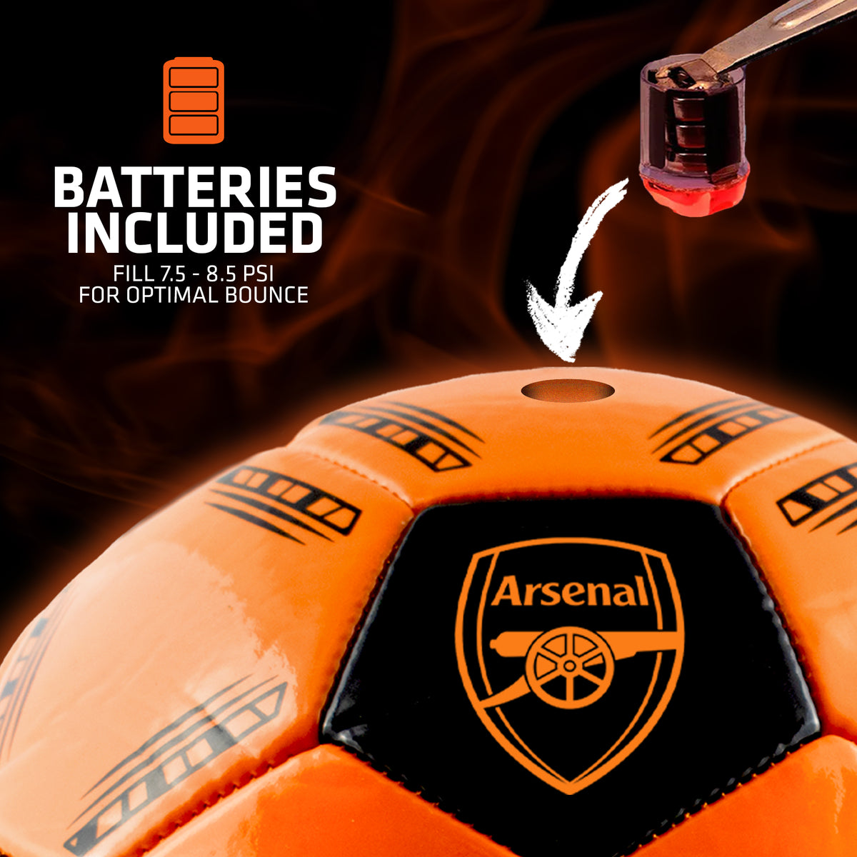 Close up of Battery on the LED Arsenal football