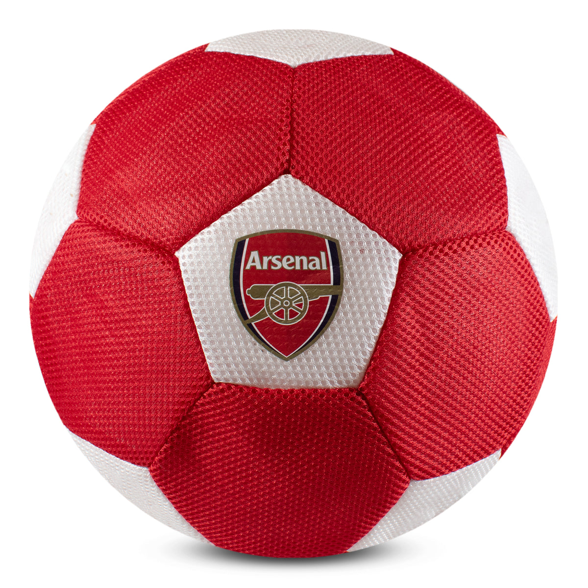 Arsenal Giant 14in Mesh Ball in red and white on a white background