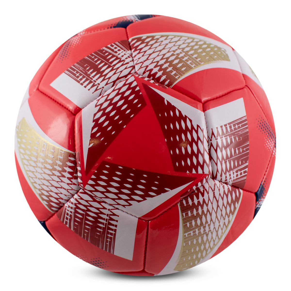 Arsenal F.C. Football in red and white with gold spiral design on a white background