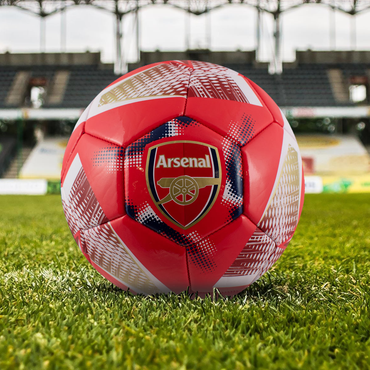 Arsenal F.C. Football - Size 3, Spiral Design on a grass football pitch