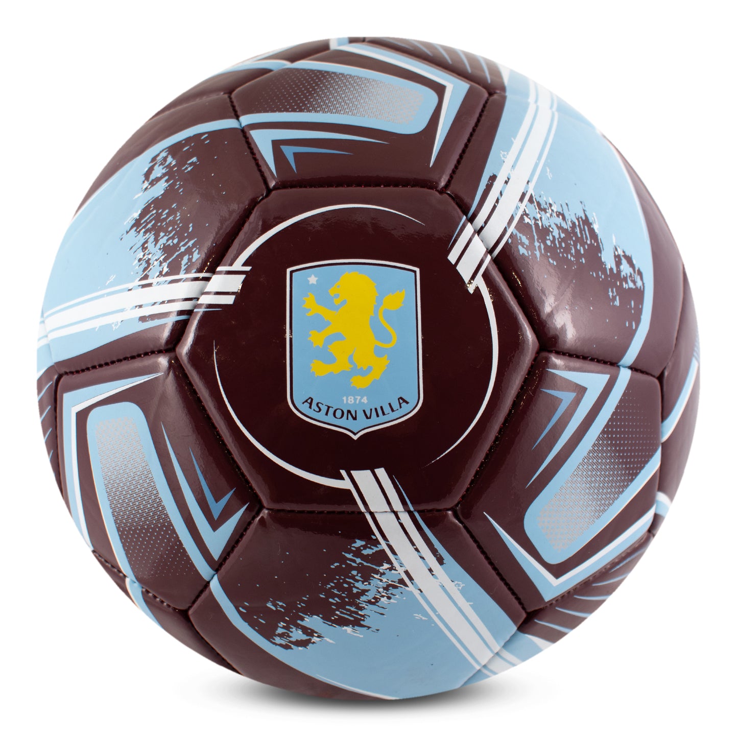 Hy-Pro Official Aston Villa - Size 5, Turbine Design in Claret with white and blue design on a white background