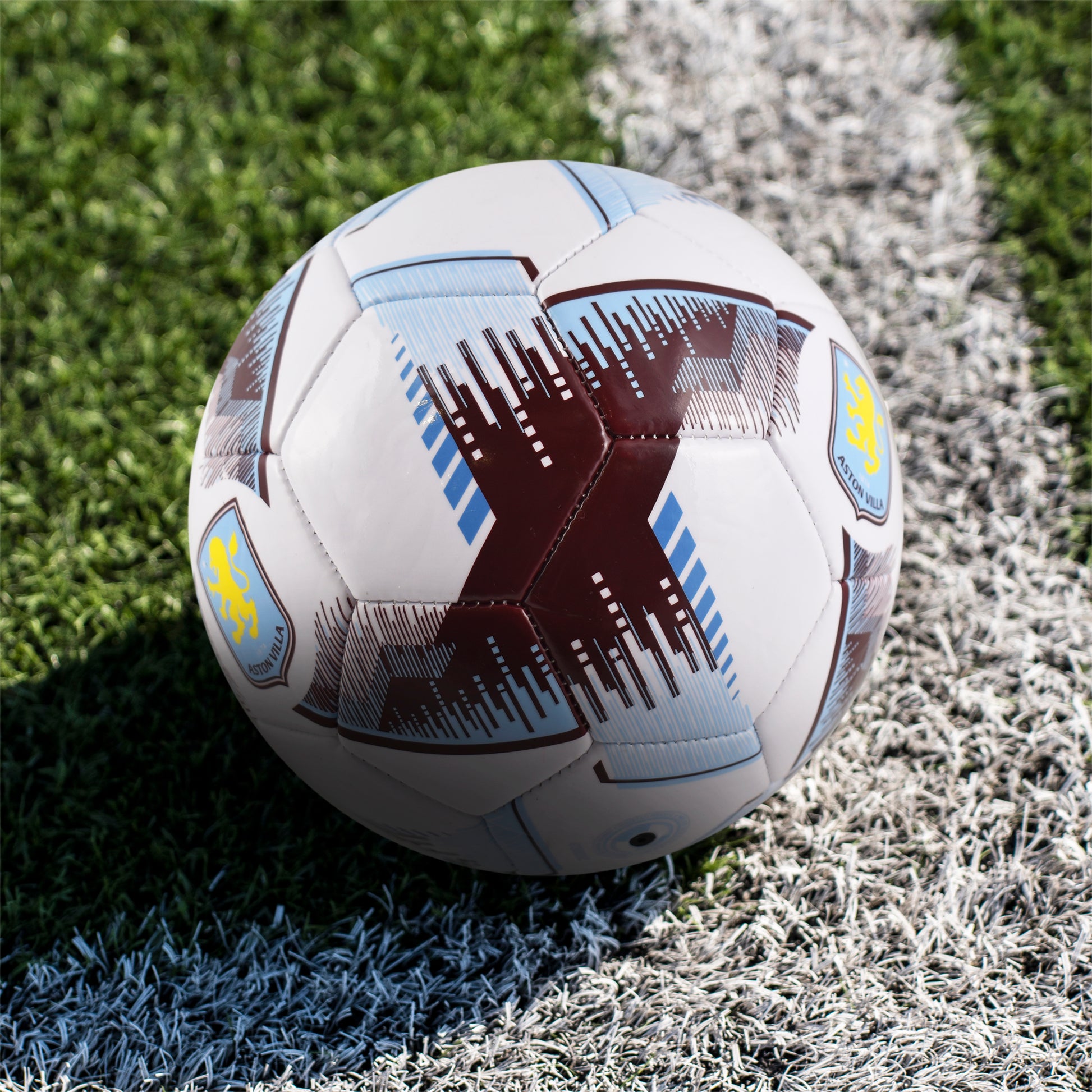 Hy-Pro Official Aston Villa - Size 5, Blitz Design on a grass pitch