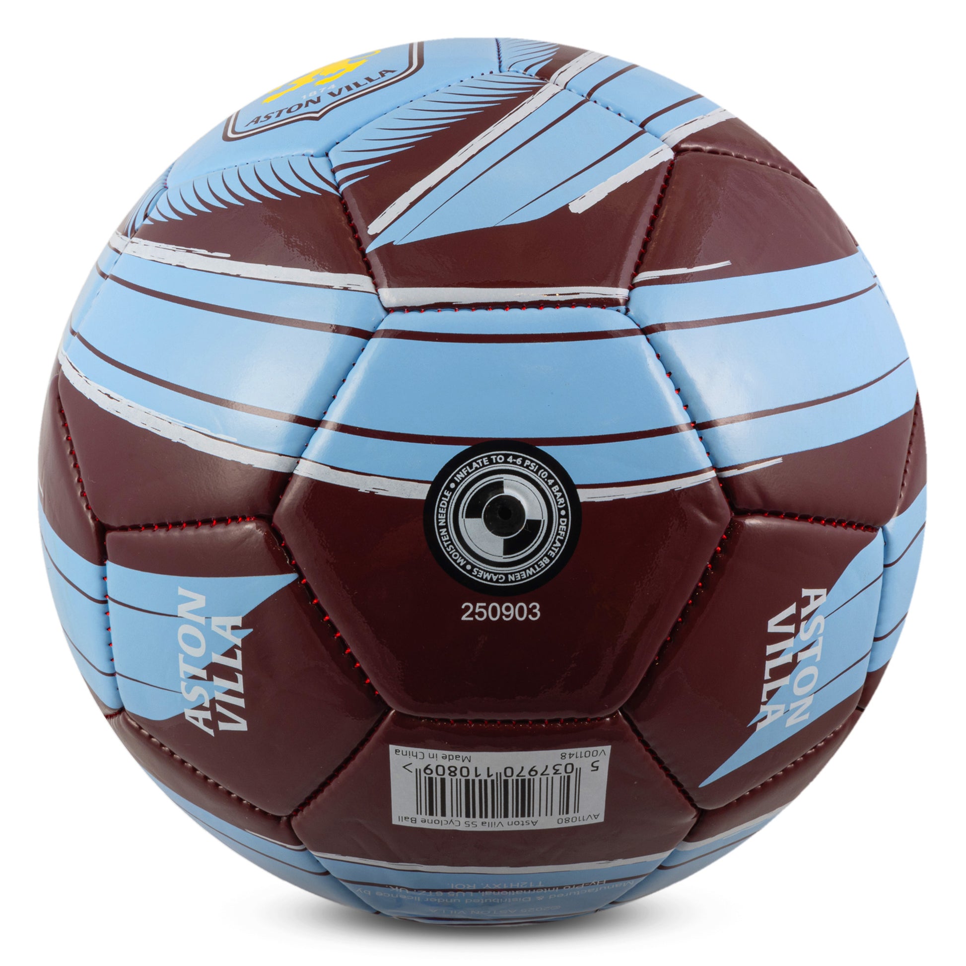 Base of Hy-Pro Officially Licensed Aston Villa F.C. Cyclone Football on a white background