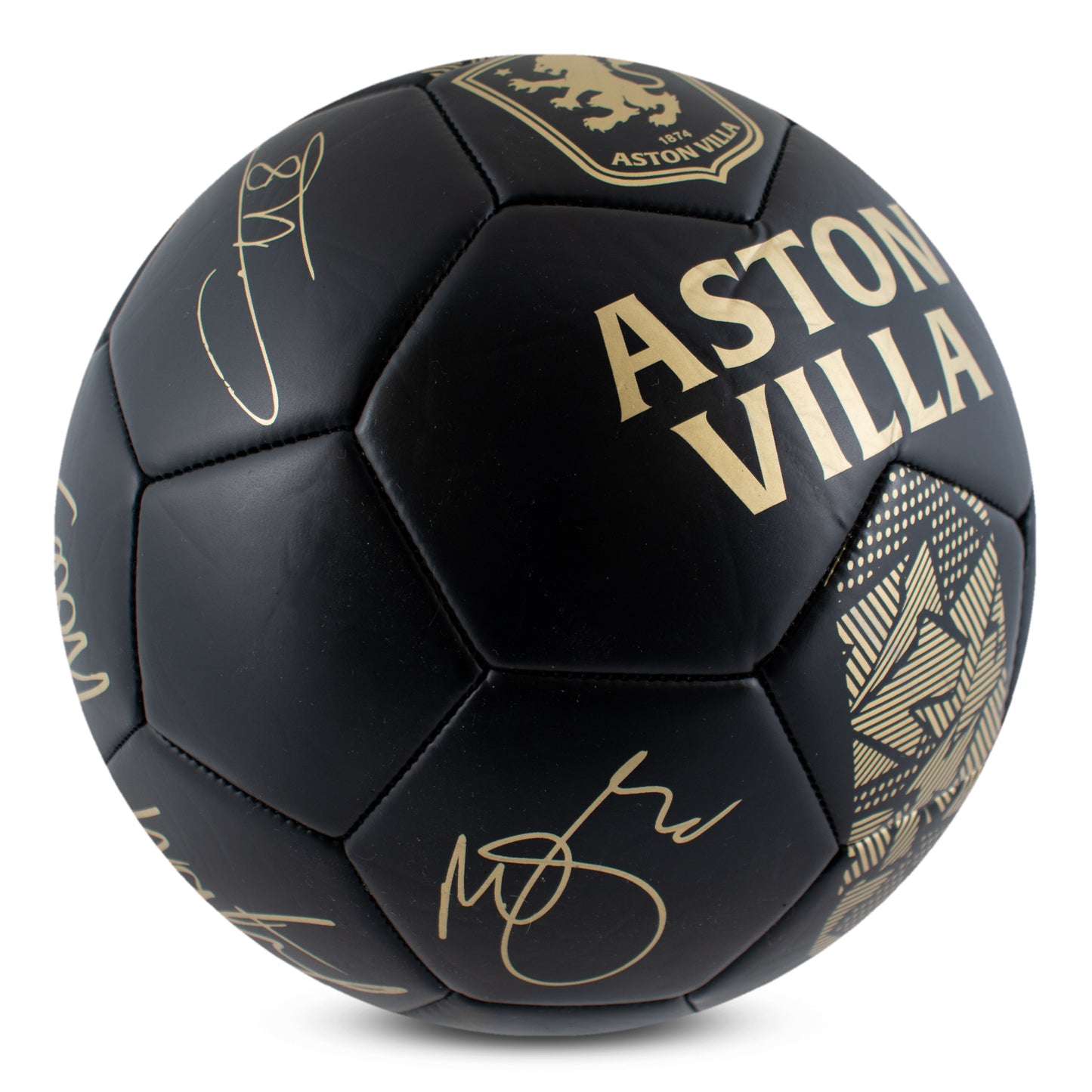 Official Aston villa size 5 football by Hy-Pro Sports in Phantom Design with gold signatures and ASTON VILLA logo
