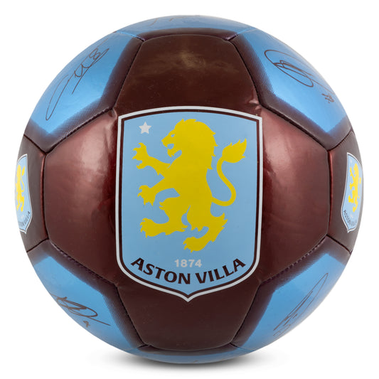 HY-PRO Aston Villa F.C. Size 1 Signature Football – Official Mini Ball with Player Signatures & Club Crest – Durable PVC Design, Perfect Gift for Villa Fans