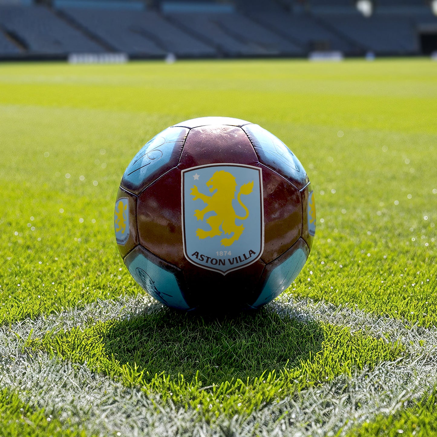 Officially Licensed Aston Villa Size 1 mini signature football by Hy-Pro Sports on a grass football pitch