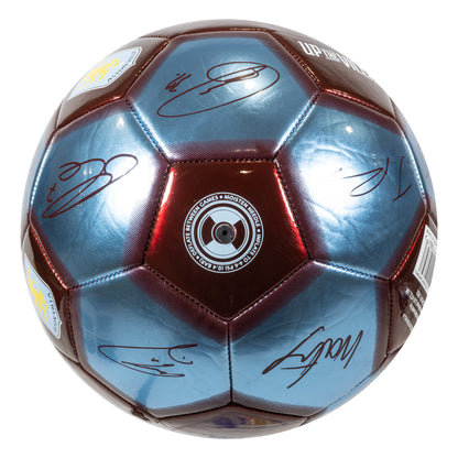 Official Aston Villa football in metallic with player signatures on a white background