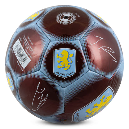 Base of Hy-Pro Official Aston Villa Classic Signature Football with metallic finish on a white background
