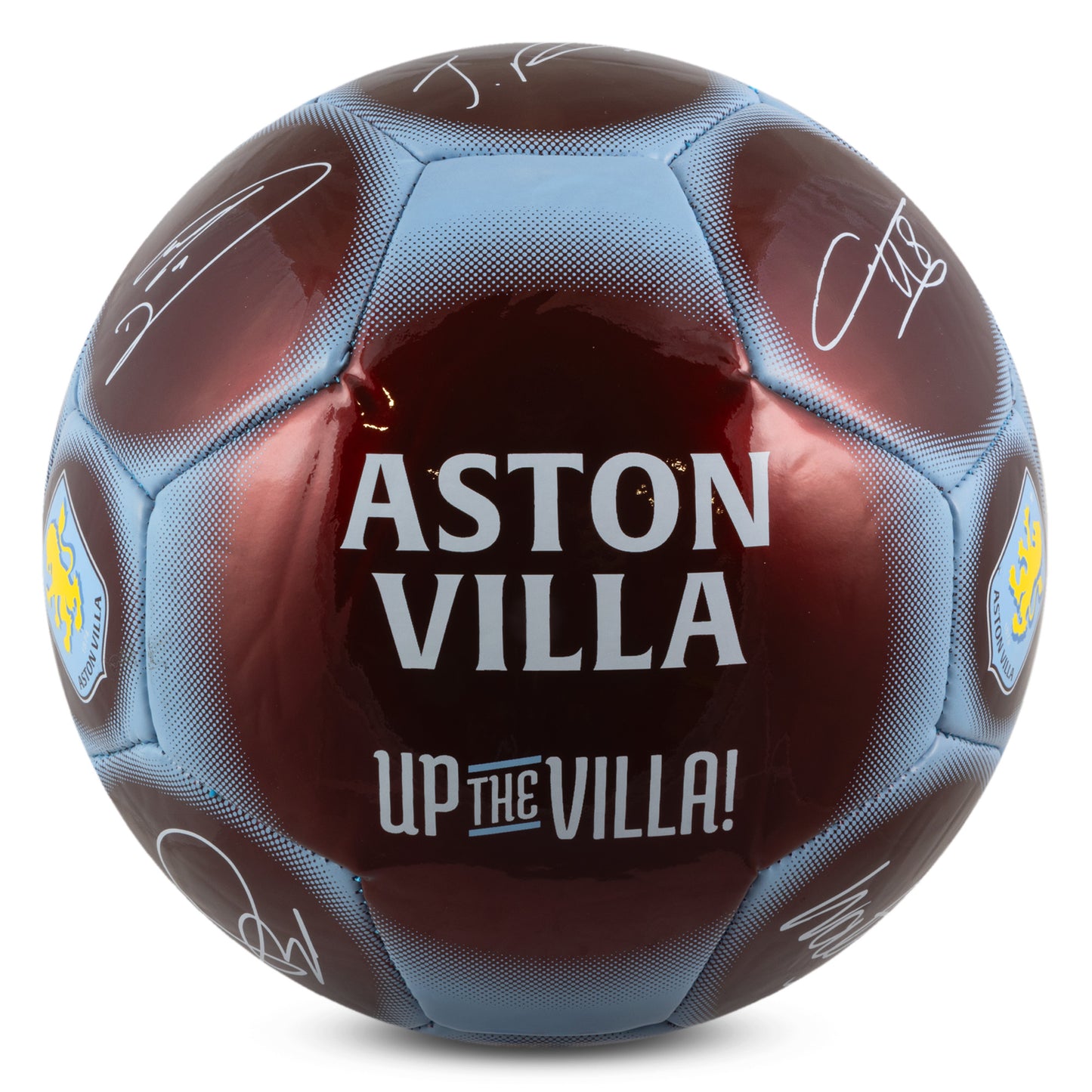 Hy-Pro Official Aston Villa Classic Signature Football with metallic finish and bold 'Uon a white background the Villa' branding