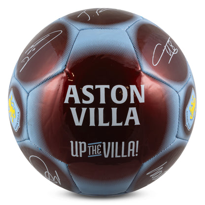 Hy-Pro Official Aston Villa Classic Signature Football with metallic finish and bold 'Uon a white background the Villa' branding