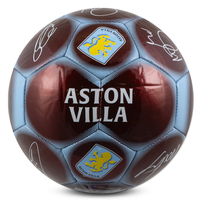 Officially licensed Aston Villa signature football with metallic finish on a white background
