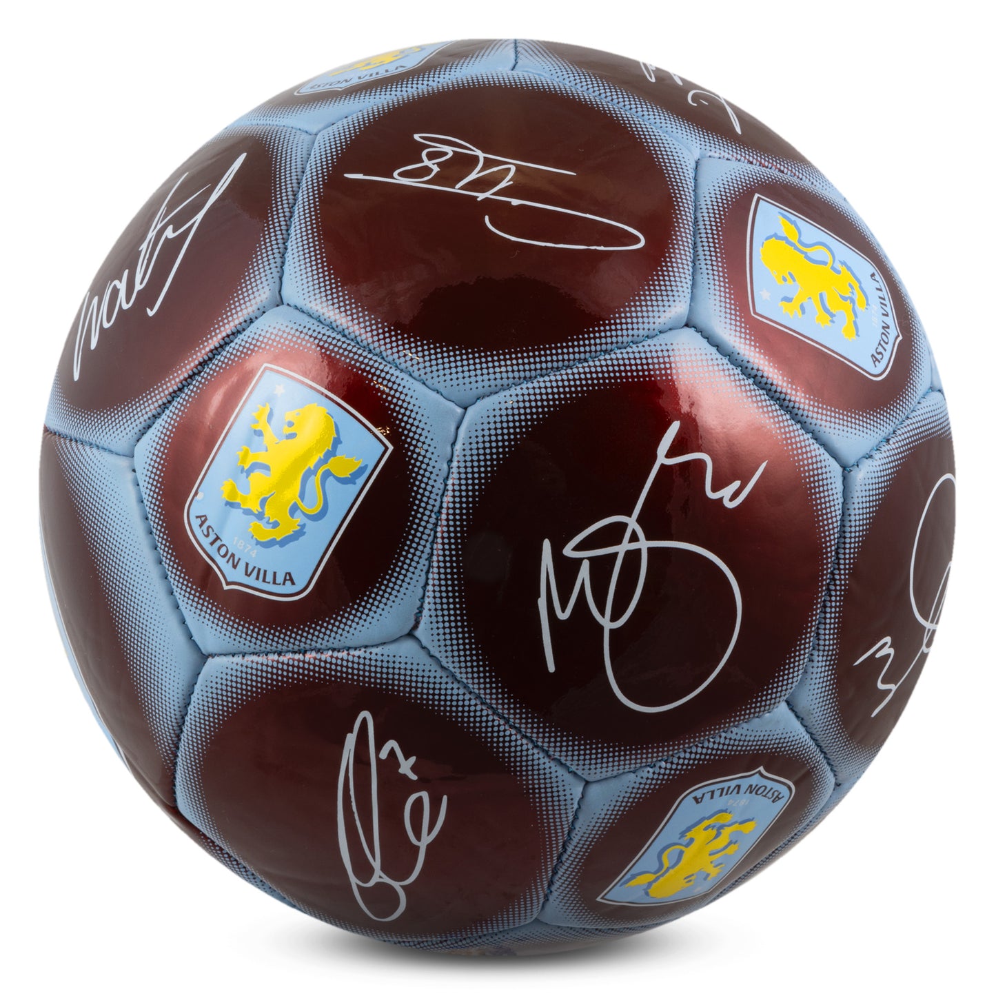 Hy-Pro Official Aston Villa Classic Signature Football with metallic finish on a white background