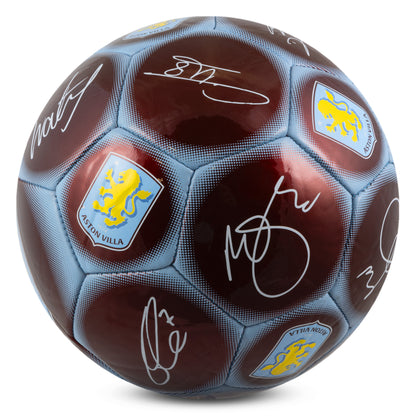 Hy-Pro Official Aston Villa Classic Signature Football with metallic finish on a white background