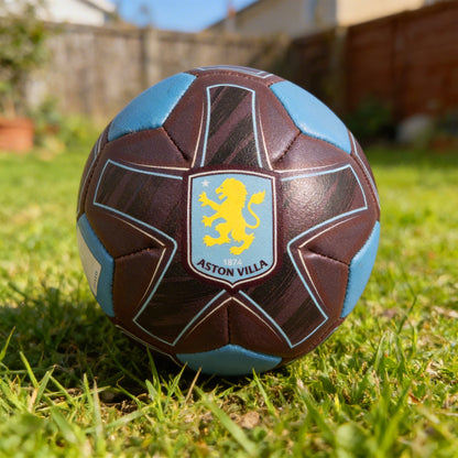 Official Aston Villa 4 inch soft ball with club crest on grass in a back garden