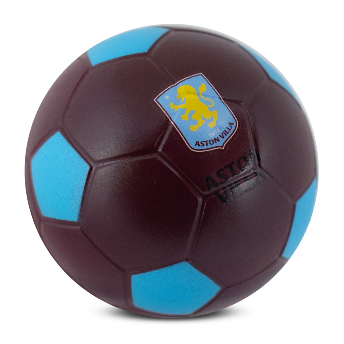 Hy-Pro Official Aston Villa stress ball in burgundy and blue with Aston Villa crest on a white background