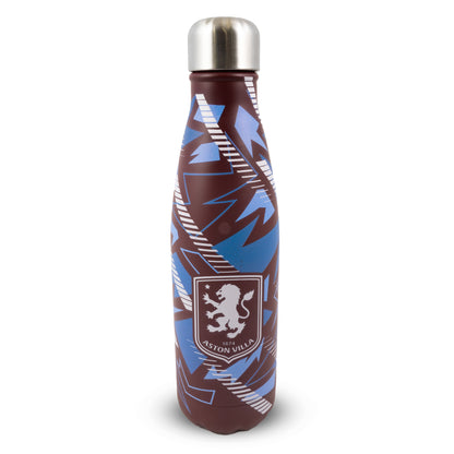 Officially licensed Aston Villa thermal water bottle by Hy-Pro Sports on a white background featuring White lion crest 