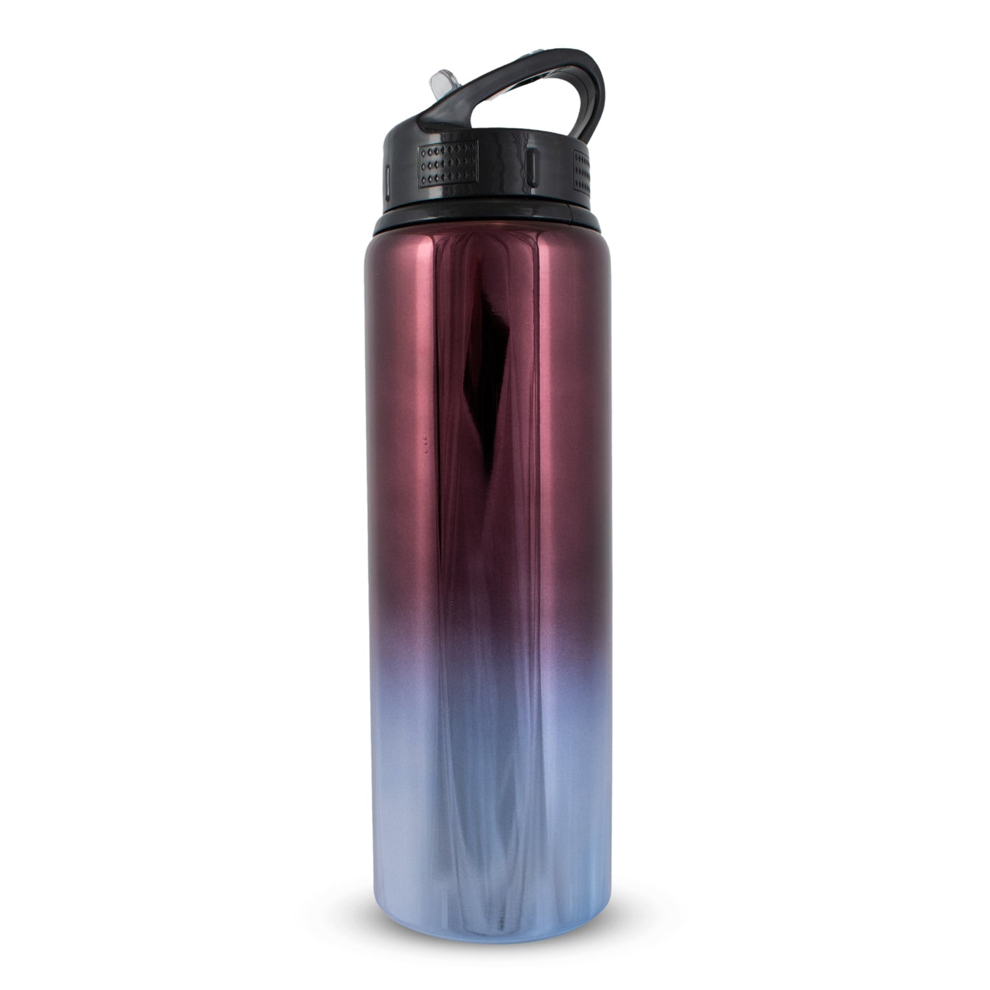 Side of Official Aston Villa sports water bottle by HY-Pro Sports in Burgundy and blue fade on a white background