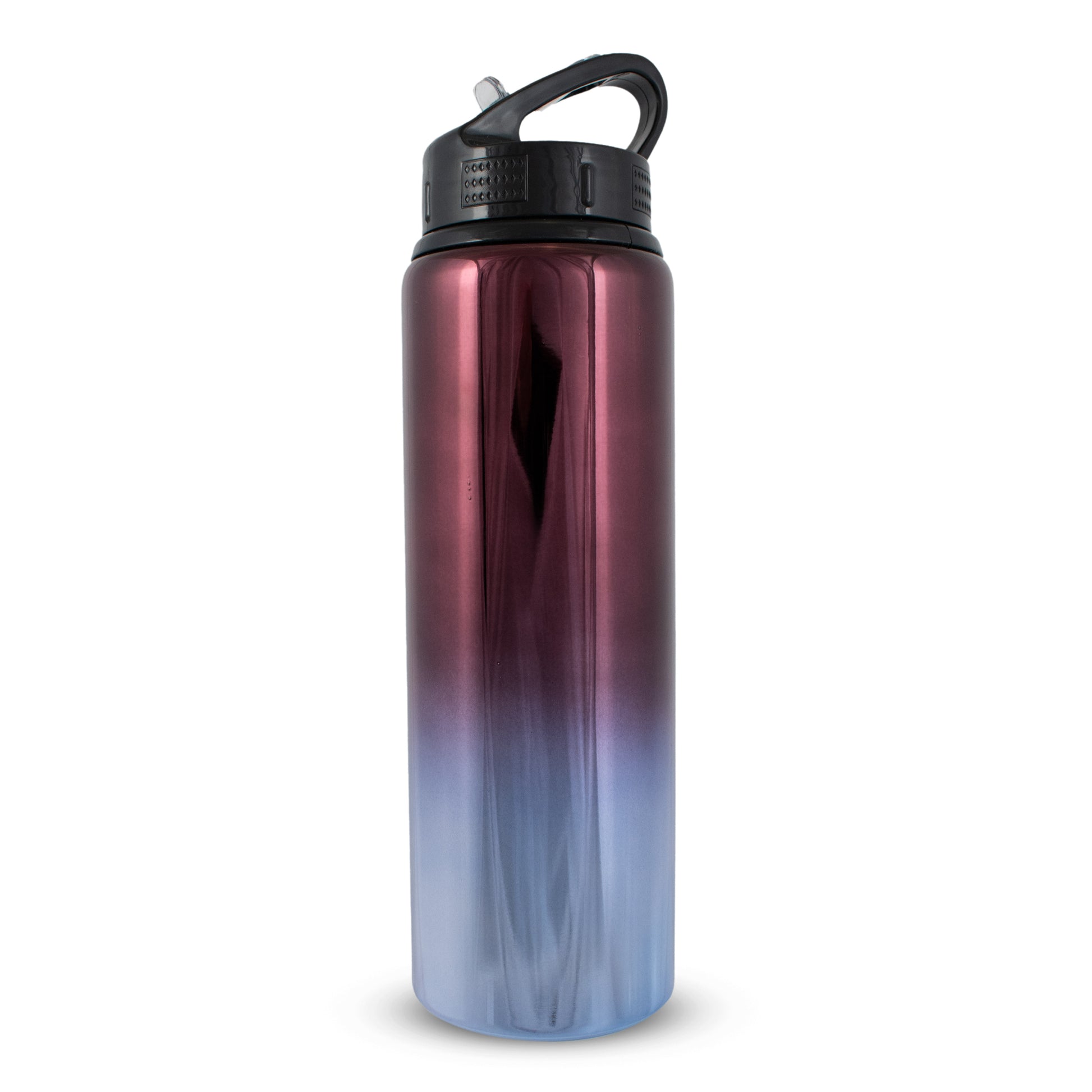 Side of Official Aston Villa sports water bottle by HY-Pro Sports in Burgundy and blue fade on a white background