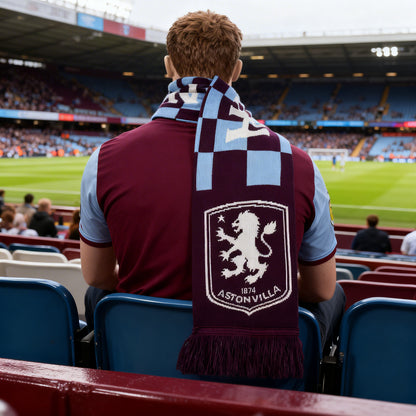 Hy-Pro Officially Licensed Aston Villa F.C Scarf - Checked Design, Supporters' Scarf with Iconic Club Branding