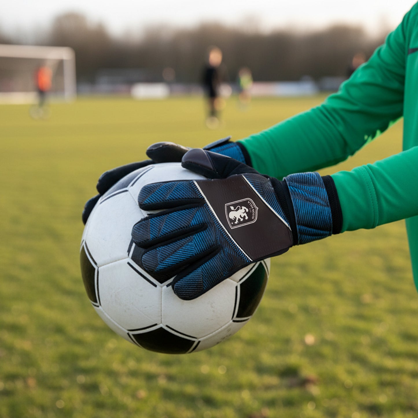 Hy-Pro Officially Licensed Aston Villa FC Goalkeeper Gloves - Youth, Fuse Design, Goalie, with Strong Palm Girp for High Performance, Boys and Girls